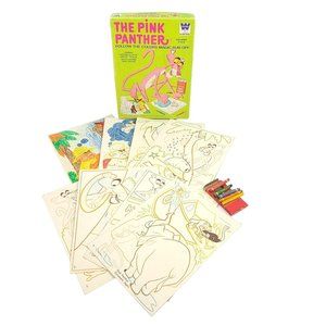Vtg 1970 Whitman Pink Panther Follow The Colors Magic Rub Off Picture Coloring